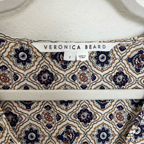 Veronica Beard Paisley Floral Long Sleeve Silk Mini Dress - Picture 7 of 7